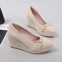 Lunivop Women's Wedges Sandals New Sandals Metal Beads Pumps New Style Espadrilles High Thick-heeled Platform Shoes