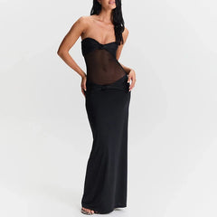 Hnewly Sexy See-through Dress Women Slim Strapless Backless Hip Package Female Dresses Spring Summer Lady Vestidos