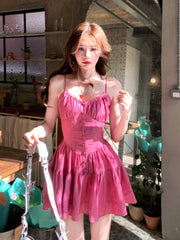 Hnewly Japanese Kawaii Sleeveless Y2k Mini Dress Women Slim Sexy Camisole Dress Summer Casual Evening Party Fashion Short Dress