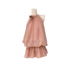 Hnewly Summer Gentle Hanging Neck Dress Women's Short Skirt Sleeveless A-line Skirt