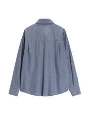 Hnewly Autumn Winter Preppy Style Long Sleeve Shirt With Tie Striped Blouse Harajuku Aesthetic Korean Tops Japanese Y2k Tomboy