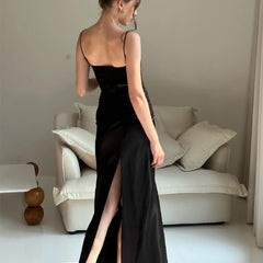 Hnewly Mesh Women's Long Dresses Sexy Solid Color Sheer Backless Gorgeous Gowns Women's Fashion Party Tights