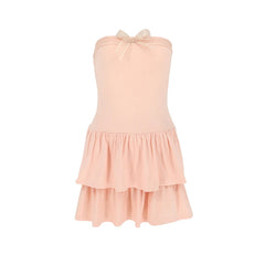 Hnewly Pink A-Line Dress Women Sweet Summer New Fashion Bow Sleeveless Sexy Strapless Dresses Bodycon Streetwear Club Lady Party Dress