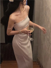 Hnewly DRESS TO IMPRESS Elegant Summer Spaghetti Strap Midi Women Dress Sexy Vintage Bodycon Prom Evening Party Fashion Vestidos Female Solid Robe New