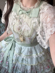 Hnewly Princess Tea Party Sweet Elegant Dress New Summer Dresses Women's High-waisted Slimming Sleeveless Bow Lace Print Dress