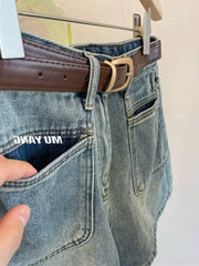 Hnewly Retro Denim Shorts for Women's Summer New High Waisted Loose Wide leg Short Pants Fashion A-line Hotpants Oversized S-5XL