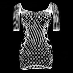 Hnewly Sexy Female Dress Sleepwear Long Sleeve Clothes Ladies Summer Fishnet Short Net Skirt Lingerie Women