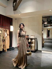 Hnewly Elegant Vintage Midi Dress Women Sleeveless Strap Dress Even Party 2000s Y2k Clothing Korean Fashion Beach Style Bodycon Sexy