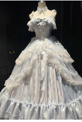 Hnewly Blue Dress Flower Wedding Lolita Evening Dress Female Lace Bow Banquet Student Bar Mitzvah Sweet Gorgeous Jsk Princess Dress