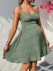 Hnewly Spaghetti Strap Ditsy Floral Print Casual Short Dress For Women
