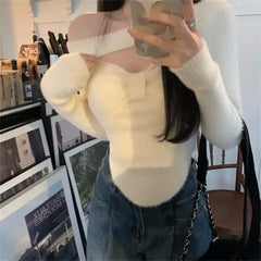 Hnewly trashy outfits Spring Elegant Pullover Women Casual Solid Korean Style Long Sleeve Knitted Sweater Sweet Soft Sweater Female Y2K Crop Tops