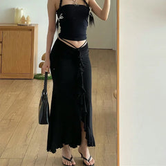 Hnewly Women Solid Ruffles Skinny Skirt Sexy Ruched Bandage High-waist Street Skirts Summer Elegant Office Casual Short Dress