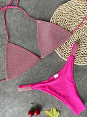 Hnewly Halter Jewelled Sequins Diamond Bikini Women Swimsuit Female Swimwear Two Pieces Bikini Set Mini Micro Bathing Suit Swim Lady