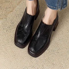 Hnewly New Women's Pumps Chunky Heels Shoes Ladies' Thick Bottom Shoes Luxury Loafers Platform Shoes Square Head High Heels