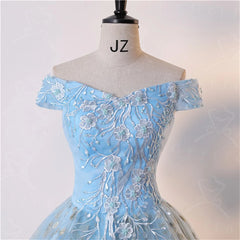 Hnewly Appliques Off Shoulder Boat Neck Tulle Formal Evening Dresses for Women Party Dresses Sweep Train Prom Dress