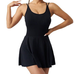Hnewly Women's Sling Yoga Skirt: 2-in-1 Tennis Fitness Dress