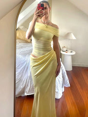 Hnewly Ruched Irregular Dress Women Mesh Patchwork Slash Neck Short Sleeve Skinny Stretch Trend Elegant Long Bodycon Outfits