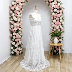 Hnewly Off Shoulder Lace Camisole White Cashew Flower Dress Bohemian Photo Shooting Pregnancy Dress Photography Dress For Women