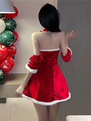 Hnewly Sexy New Year Christmas Red Spicy Girl Plush Sex Mini Dress Girl Hot Sexy Korean Women Spice Girls Uniform New Top