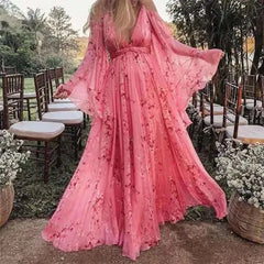 Hnewly Maternity Dress for Photoshoot Women Summer Floral Thin Chiffon Ankle-Length Dresses Pregnancy Sukienka Female Belly Beach Dress