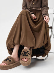 Hnewly Retro Ball Gown Long Skirt Women Loose High Waist Elegant A Line Skirt Fall Vintage Sweet Design Korean Solid Long Skirts