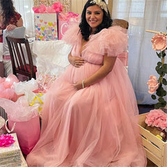 Hnewly New Tulle Maternity Dress for Photoshoot Pregnancy Shooting Baby Shower Dresses For Pregnant Woman Long Photography Session Gown