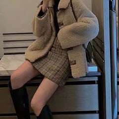 Hnewly Skirts Women Plaid Slim Korean Style Casual All-match High Waisted Mujer Spring-autumn Comfortable Student Club Female Harajuku