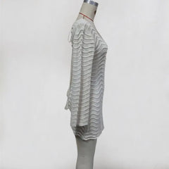 Lunivop Long Sleeve Hollow Out V Neck Crochet Knitted Tunic Beach Cover Up Cover-ups Beach Dress Beach Wear Beachwear Female Women