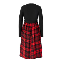 Hnewly Maternity Dress Pregnancy & Nursing Clothes Leisure Comfort Long Sleeve O-Neck Red Black Checkered for Pregnant Women