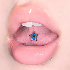 Lunivop Titanium Steel External Thread Color Five Pointed Star Tongue Stud Spicy Girl Style Daily Party Puncture Jewelry