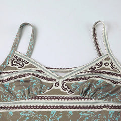 Hnewly Retro Print V-neck Camis Summer Holiday Graphic Sleeveless Skinny Crop Top Women Casual Vintage y2k Tees Streetwear Basic