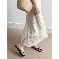 Hnewly French Suspender Dress Children's Summer New Temperament Early Spring Lace the dress black dress white dress
