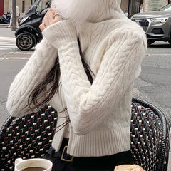 Hnewly trashy outfits Beige Furry Trim Hooded Cropped Sweater Cardigan Women Long Sleeve Zipper Outerwear Autumn Winter Coat Coquette Korean