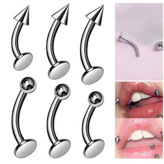 Hnewly 1pcs Stainless Steel Curved Barbell Lip Stud Labret Banana Ring Piercing Jewelry Cartilage Daith Tragus Helix Conch Earrings