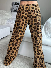 Hnewly - outfit ideas Leopard Velvet Women Loose Long Pants Bow Y2k Retro Fashion Chic Warm Autumn New Trousers Design Street Style
