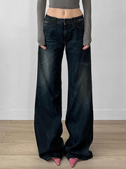 hnewly - Vintage Basic Low-Rise Loose Jeans hnewly