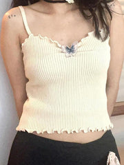 Hnewly Butterfly Solid Color Cami Tank Top