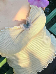 Hnewly Butterfly Solid Color Cami Tank Top