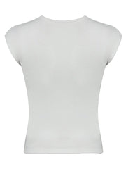 Hnewly - summer inspo Lace Patchwork V Neck Elegant Sexy White T-Shirt Women Summer Short Sleeve Spring Fashion Solid Basic Simple Slim Tops