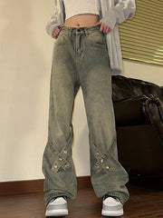 Hnewly - Vintage Buckle Design Boyfriend Jeans Hnewly