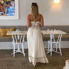 Hnewly 2 Piece Outfit Set Women Front Tie Up Spaghetti Strap Sleeveless Camisole With Long Skirt