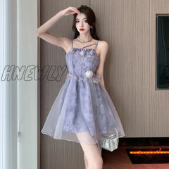 Hnewly 2024 Bow Sexy Slash Neck Dress Women Summer Korean Elegant White Mini Fashion All Match