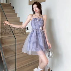 Hnewly 2024 Bow Sexy Slash Neck Dress Women Summer Korean Elegant White Mini Fashion All Match