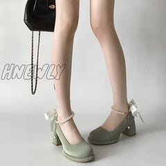 2024 Platform Heels Round Toe Slip On African Woman Shoe Chunky Sandals Lace-Up Brief Pumps Latest