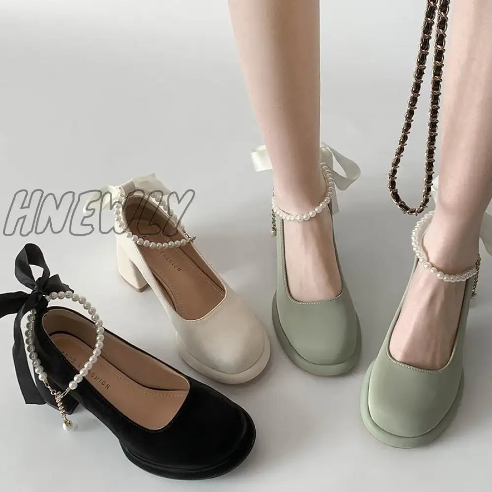 Platform Heels Round Toe Slip On African Woman Shoe Chunky Sandals Lace-Up Brief Pumps Latest Mary Jane Slip-On 3cm Burgund