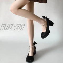 2024 Platform Heels Round Toe Slip On African Woman Shoe Chunky Sandals Lace-Up Brief Pumps Latest