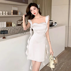 2024 Sexy Club Lace Patchwork Mini Dresses Women Fashion Camisole Streetwear Casual Package Hip