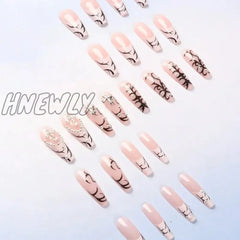 Hnewly 24-Piece French Fake Nails + 1 Piece Of Nail Glue + 1 File