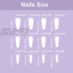 Hnewly 24Pcs/Set Fake Nails Accessories Spring Summer Brids Snake Leaf Designs Long French Coffin