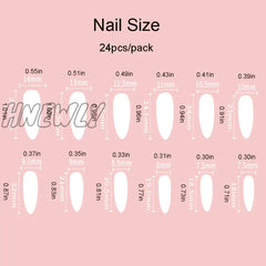Hnewly 24Pcs/Set Nude Brown White Fake Nails For Fall Winter Season French Almond Tips Faux Ongles